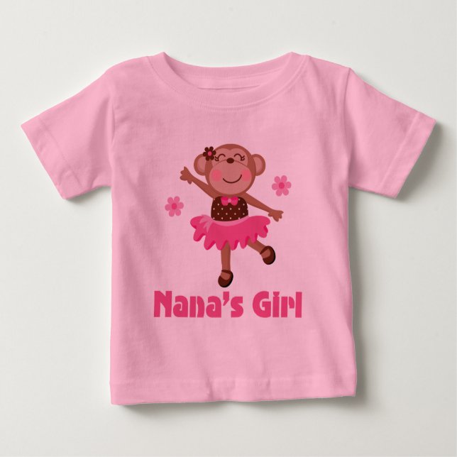 Nana's Girl Grandchild Monkey Ballerina Tutu Tee (Front)