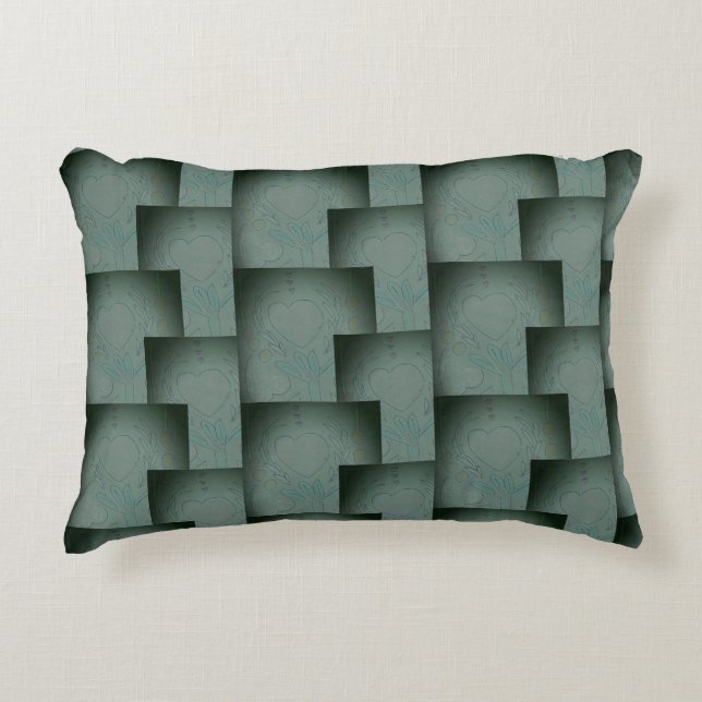 Nana's Hearts  (Black & Grey) Decorative Cushion (Front)