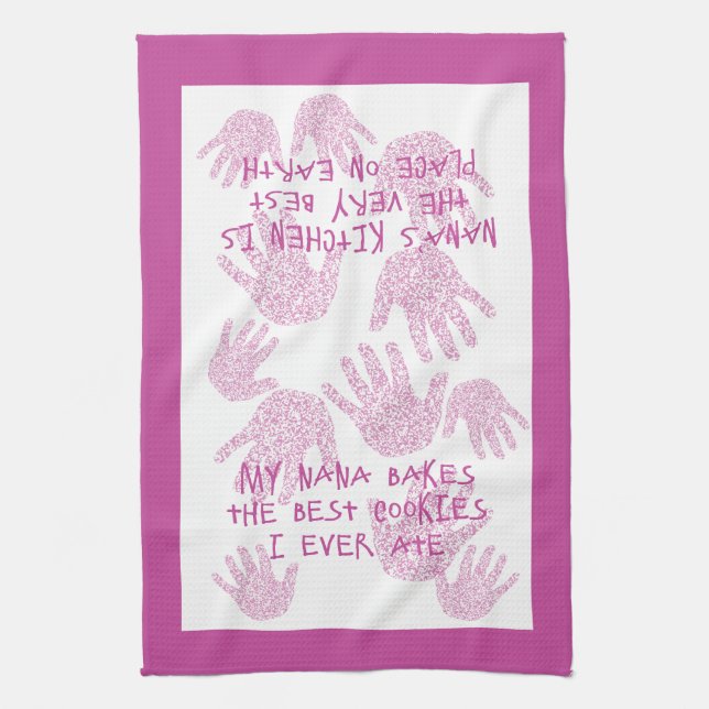 Nana's kitchen Orchid Purple Grandmother gift Tea Towel (Vertical)