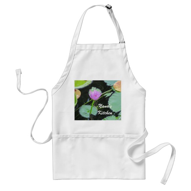 Nanas Kitchen Pretty Pink Water Lily Photo Flower Standard Apron (Front)
