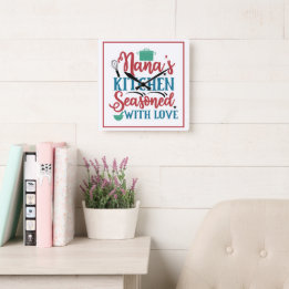 Nana's Kitchen Seasoned with Love  Square Wall Clock