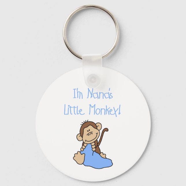 Nana's Little Monkey - Blue Tshirts and Gifts Key Ring (Front)