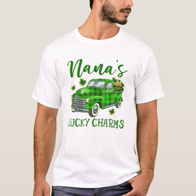 Nana's Lucky Charm Green Truck Shamrocks St Patric T-Shirt (Front)