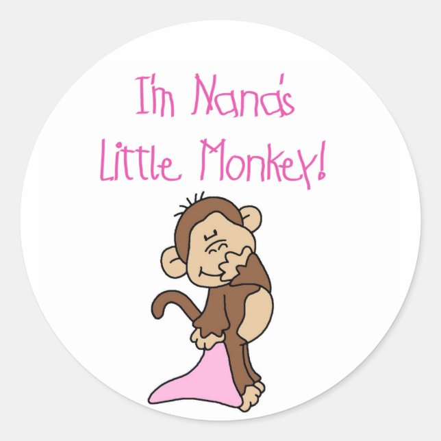 Nana's Monkey - Pink T-shirts and Gifts Classic Round Sticker (Front)