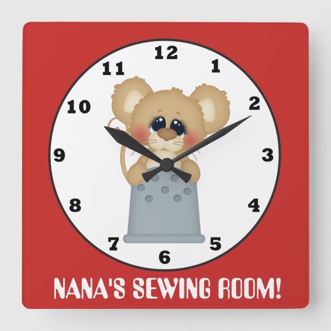 Nana's sewing room cute mouse wall clock (Front)