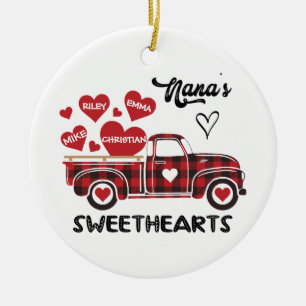 Nana's Sweethearts Truck Personalised Grandma Ceramic Ornament