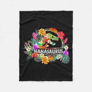 Nanasaurus grandma dinosaur t rex flower mother's fleece blanket