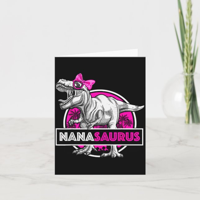Nanasaurus T-rex Matching Funny Grandma Saurus Din Card (Front)