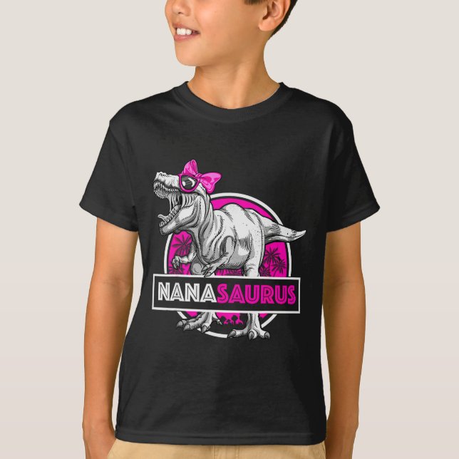 Nanasaurus T-rex Matching Funny Grandma Saurus Din T-Shirt (Front)