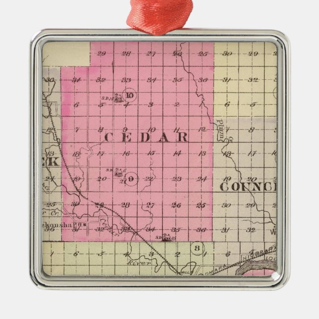 Nance County, Nebraska Metal Tree Decoration (Front)