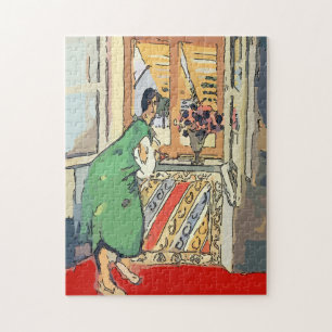 Nancy at window with flowers jigsaw puzzle