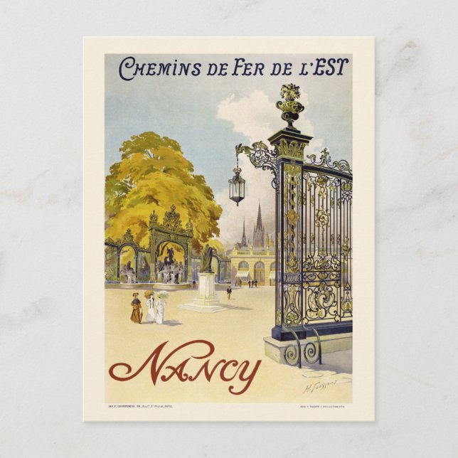 Nancy France Vintage Poster 1908 Postcard (Front)