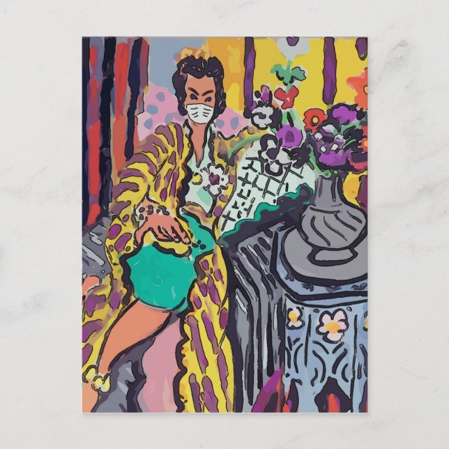 Nancy in Health Mask Postcard (Front)