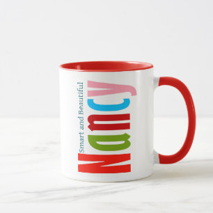 "Nancy" Name in Vibrant Fun and Colourful Letterin Mug