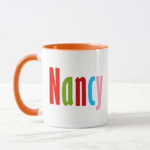 "Nancy" Name in Vibrant Fun and Colourful Letterin Mug