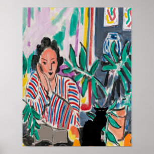 Nancy on Cell Phone & Cat, add text, Poster