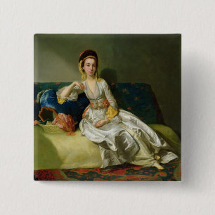Nancy Parsons in Turkish Dress, c.1771 (oil on cop 15 Cm Square Badge