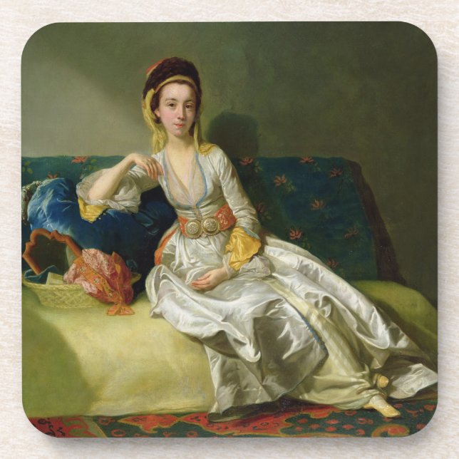 Nancy Parsons in Turkish Dress, c.1771 (oil on cop Coaster (Front)