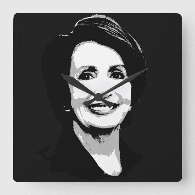 Nancy Pelosi Face Square Wall Clock (Front)