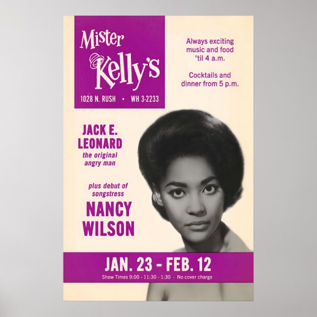 Nancy Wilson jazz poster - Mister Kelly's (Front)
