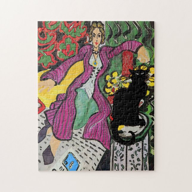 Nancy with Black Cat 1 Jigsaw Puzzle (Vertical)
