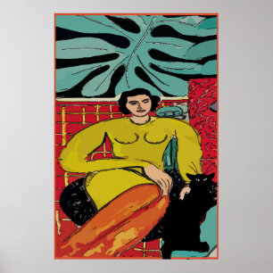 Nancy with cat and ferns Poster