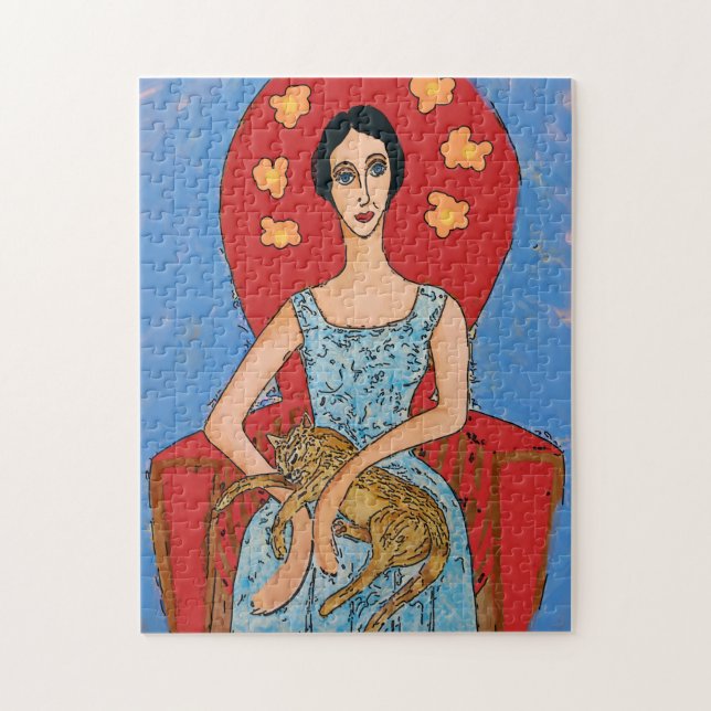 Nancy with Sitting Cat Jigsaw Puzzle (Vertical)