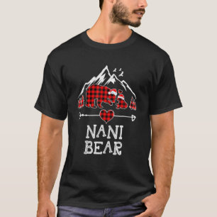 Nani Bear Christmas Pajama Red Plaid Buffalo Famil T-Shirt