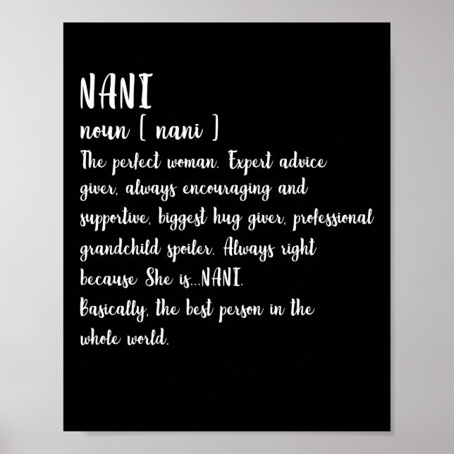 Nani Definition Grandma Mothers Day Women Poster (Front)
