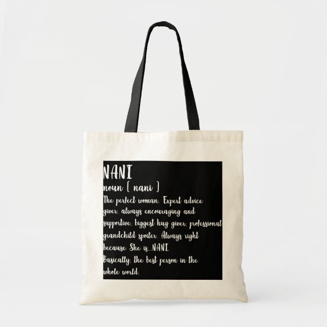 Nani Definition Grandma Mothers Day Women  Tote Bag (Front)