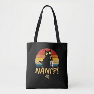 Nani! What_ Vintage Black Cat Omae Wa Meme Kitten Tote Bag
