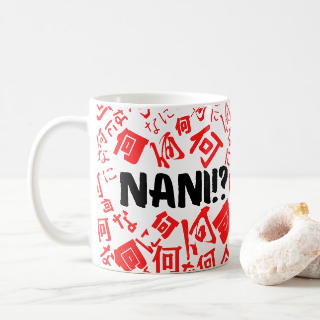 Nani with Japanese Kanji and Hiragana Letters Coffee Mug (With Donut)