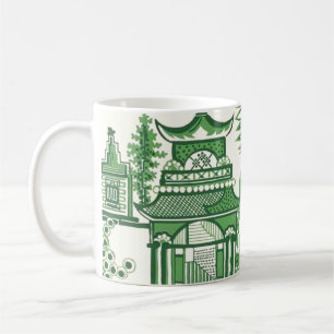 Nanjing Jade Green Pagoda Chinoiserie Coffee Mug