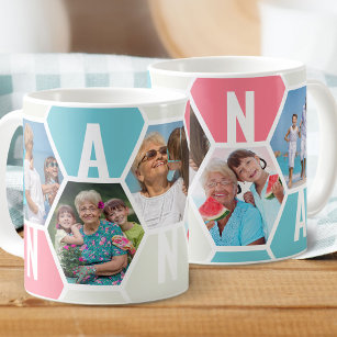 Nanna 5 Photo Editable 5 Letter Honeycomb Coffee Mug