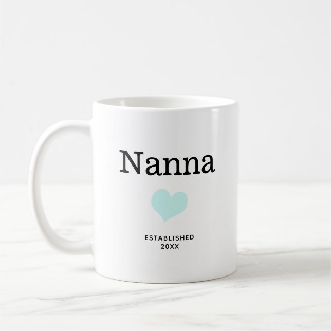 Nanna, Blue Heart, Single Photo Custom Coffee Mug (Left)