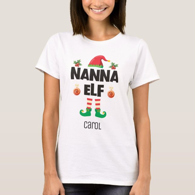 Nanna elf family matching christmas clothing name T-Shirt (Front)