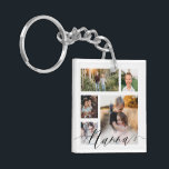 Nanna | Grandchildren Photos Special Message Key Ring<br><div class="desc">A beautiful personalised gift for your grandma (Nanna) that she'll cherish for years to come. Features a modern 5 photo grid collage layout to display 5 of your own special family and grandchildren photo memories. "Nanna" designed in a beautiful handwritten black script style. The reverse side features a full photo...</div>