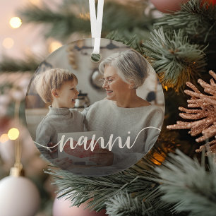 Nanni Grandma Script Overlay Glass Tree Decoration