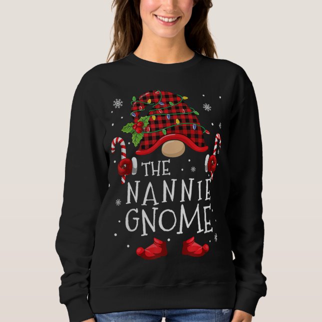 Nannie Gnome Buffalo Plaid Matching Family Christm Sweatshirt (Front)