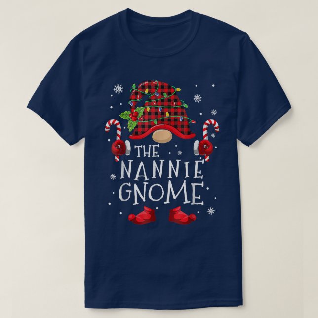 Nannie Gnome Buffalo Plaid Matching Family Christm T-Shirt (Design Front)