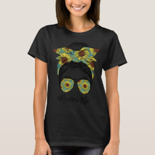 Nannie Life Messy Hair Bun Sunflower Women Mother' T-Shirt
