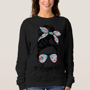 Nannie Life Messy Hair Bun Women Mother's Day Sweatshirt