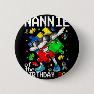 Nannie of the bday boy autism awareness puzzle 6 cm round badge