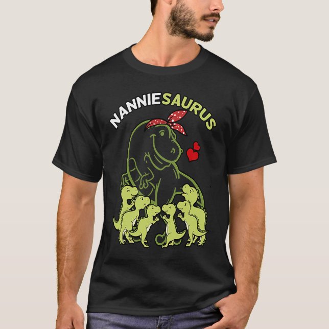 Nanniesaurus Nannie 6 Kids Dinosaur Mother's Day T-Shirt (Front)