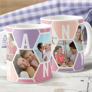 Nanny 5 Photo Editable 5 Letter Honeycomb Coffee Mug