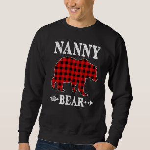 Nanny Bear Christmas Pajama Red Plaid Buffalo Fami Sweatshirt