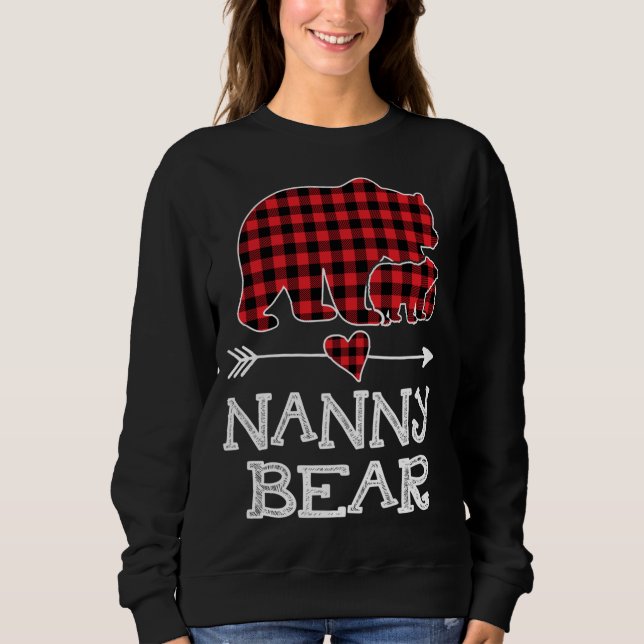 Nanny Bear Christmas Xmas Pajama Red Plaid Buffalo Sweatshirt (Front)