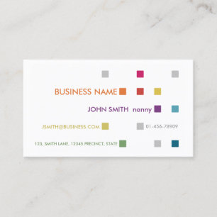 Nanny Business Card Bright Squares