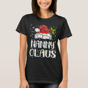 Nanny Claus Christmas Lights Pajama Family Matchin T-Shirt