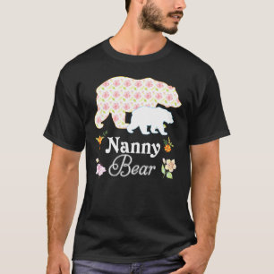 Nanny Floral Flower Bear Cute Family Mummy Grandma T-Shirt
